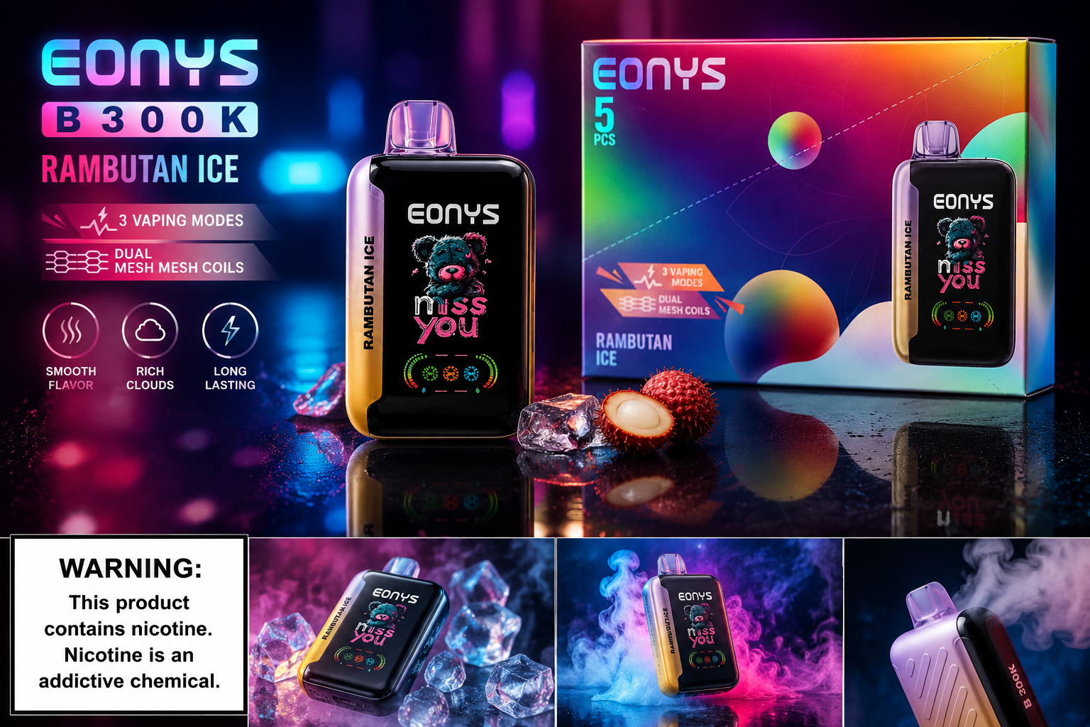 Jednorazówki E-papieros EONYS B300k 3 Jednorazówki E-papieros EONYS B300k - obrazek 3